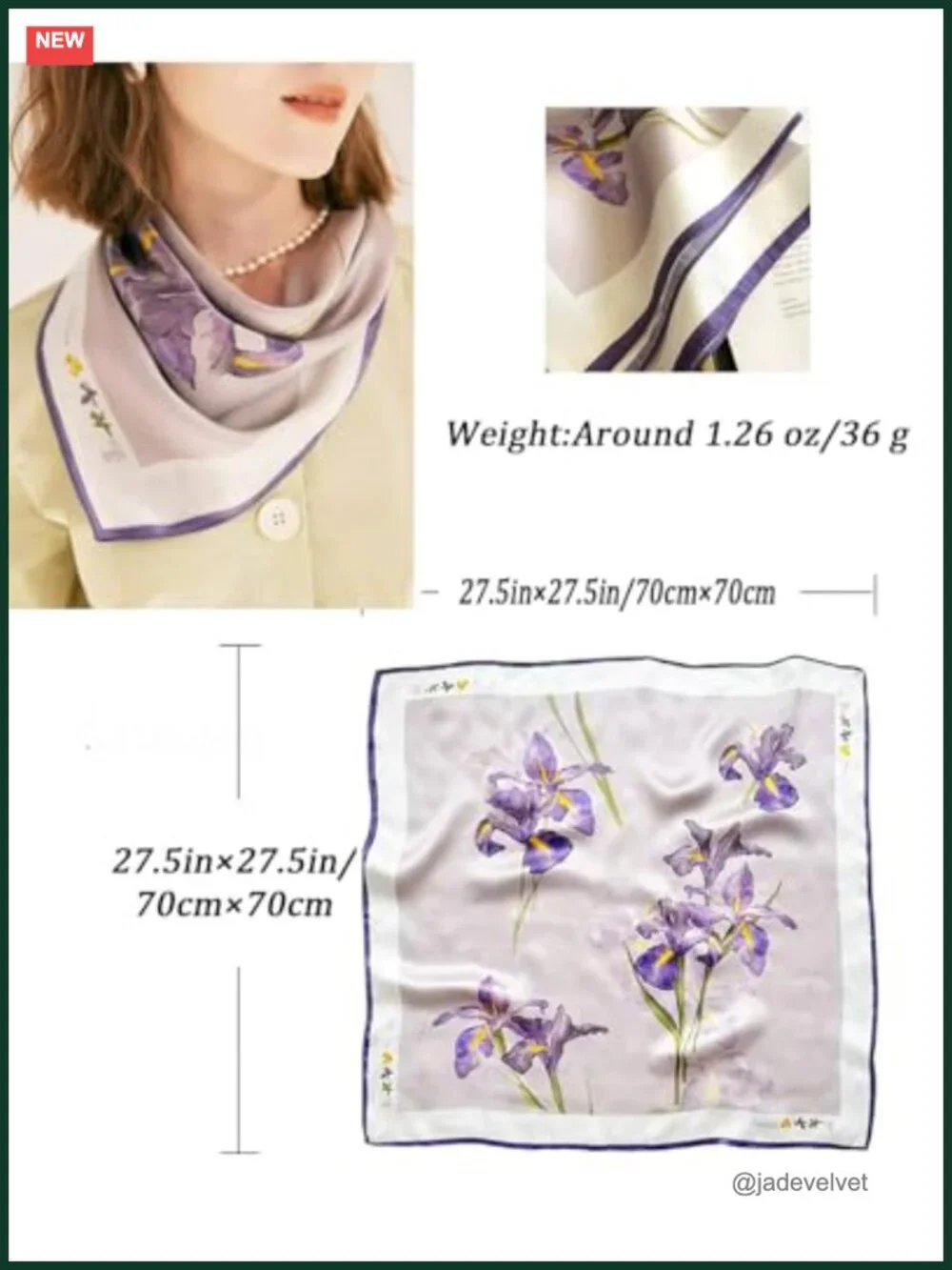 Silk Polyester Square Scarf Fashion Accessory Lightweight Hair Bandana Headwrap